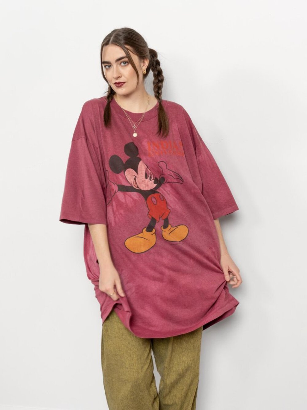 BIG TEE Vintage Indiana University Mickey Mouse Oversize T-Shirt
